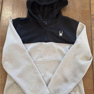 Spyder Men's Black and Light Gray Zip-Up Sweater